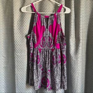 INC Hot Pink/Black Flowy Tank